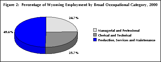 Figure 2:  Percentage of Wyoming Employment by Broad Occupational Category, 2000