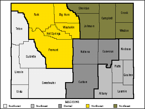 Wyoming Counties Grouped by Region