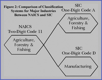 Figure 2: 
Comparison of Classification Systems for Major Industries Between 
NAICS and SIC