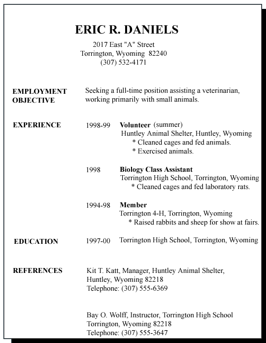 First Job Resume