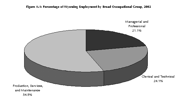 Figure A-1: Percentage of Wyoming Employment by Broad Occupational Group, 2002
