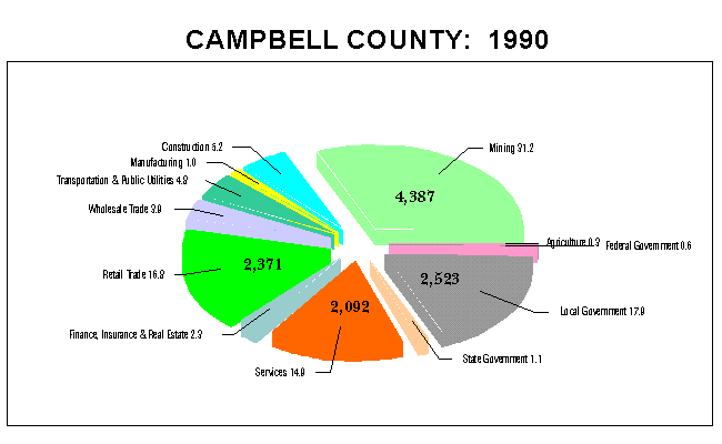 Campbell County Employment by Industry: 1990