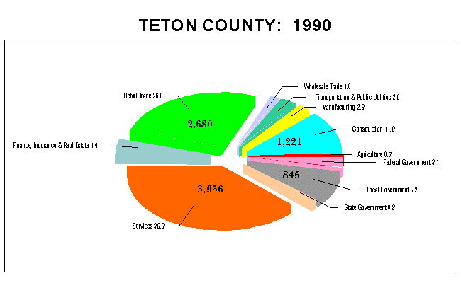 Teton County Employment by Industry: 1990