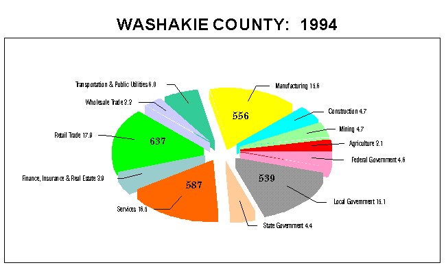 Washakie County Employment by Industry: 1994